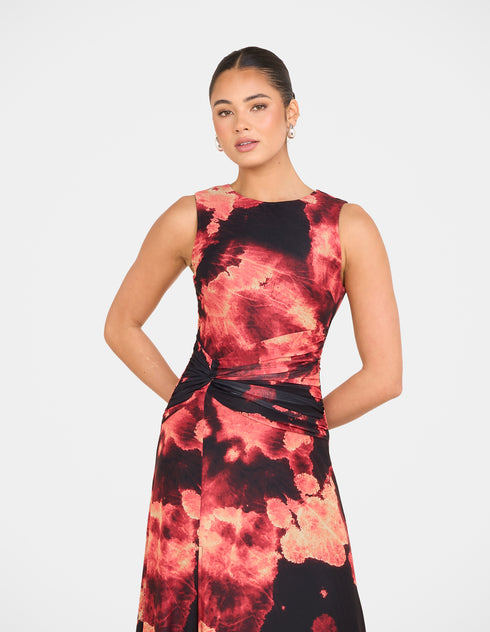 Eden Printed Mesh Maxi Dress